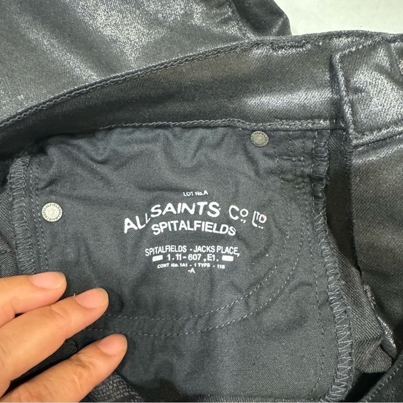 ALLSAINTS SPITALFIELDS women’s cigarette skinny jeans in size 28 Shiny Black EUC - Picture 12 of 16